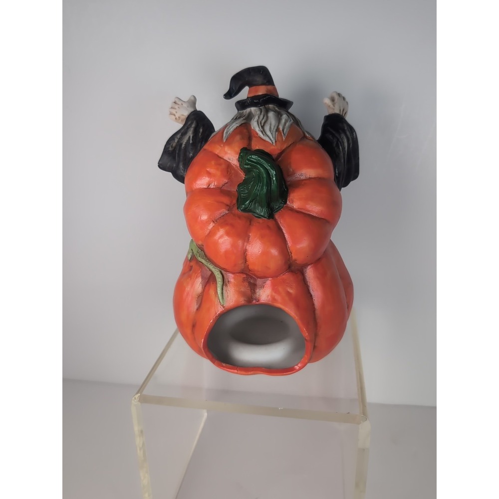 Vintage Halloween Wicked Witch Pumpkin JOL  Candle Votive Holder Lizard Skull 7" - Picture 8 of 14